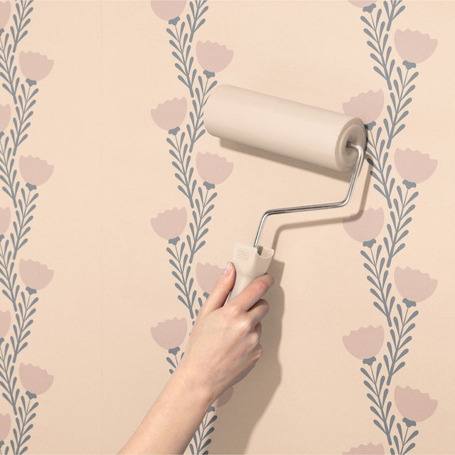 Coquette Bloom | Sweet Feminine Pink Striped Floral Wallpaper Wallpaper Sckribbles