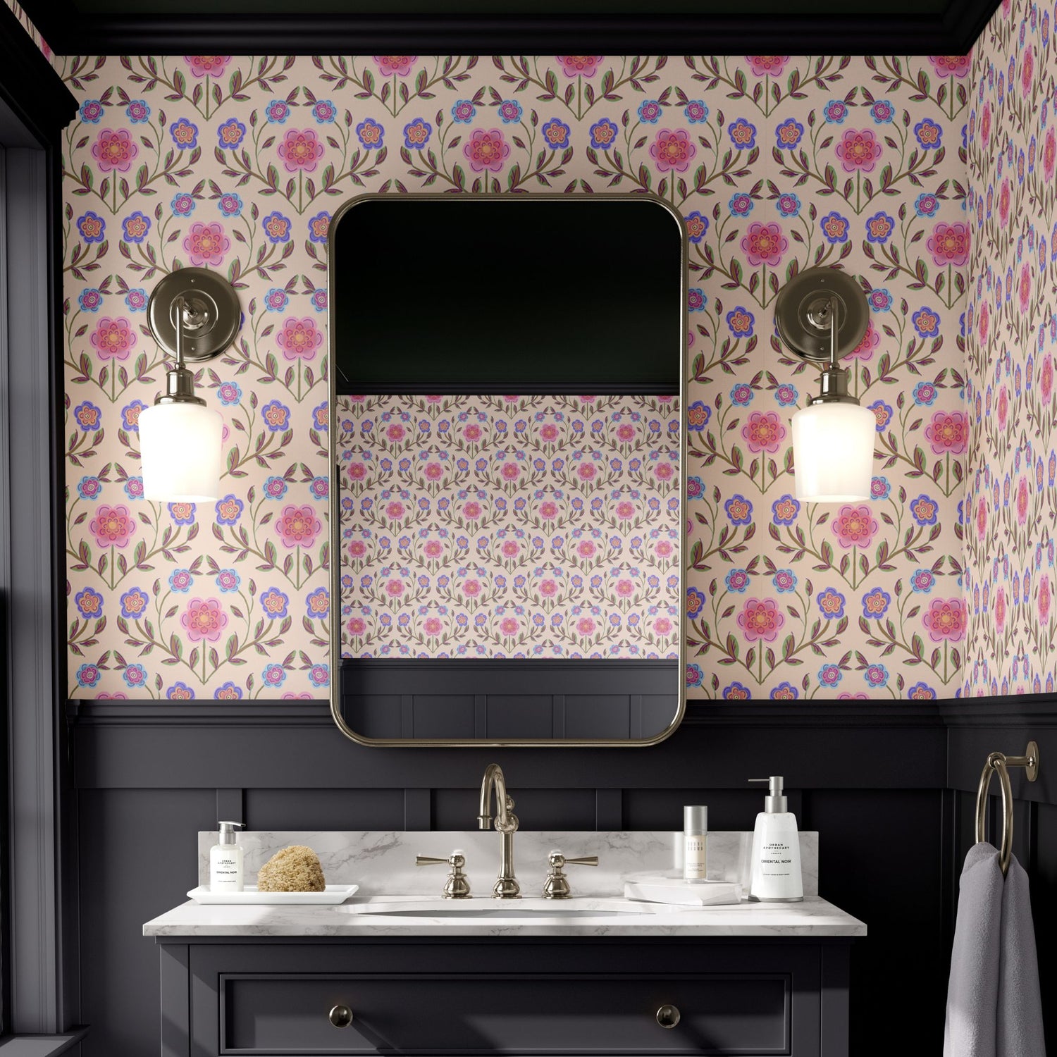 Wildflower Whimsy | Cute Pink Feminine Floral Wallpaper Wallpaper Sckribbles