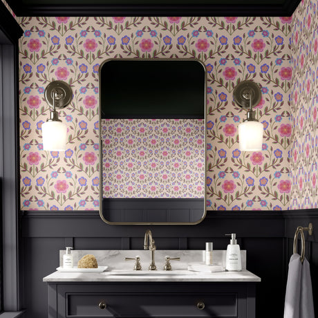 Wildflower Whimsy | Cute Pink Feminine Floral Wallpaper Wallpaper Sckribbles