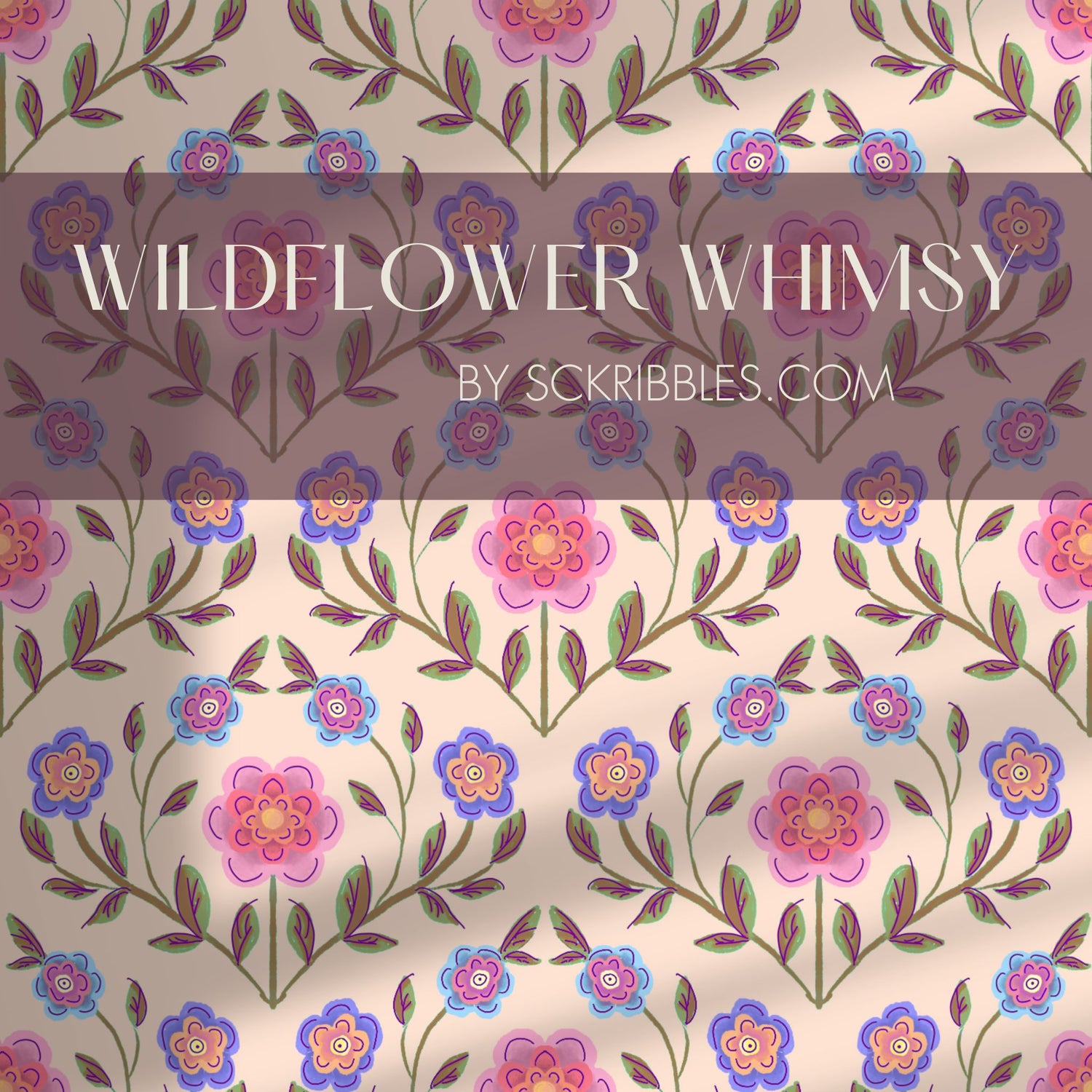 Wildflower Whimsy | Cute Pink Feminine Floral Wallpaper Wallpaper Sckribbles