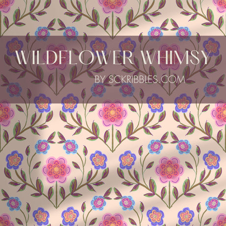 Wildflower Whimsy | Cute Pink Feminine Floral Wallpaper Wallpaper Sckribbles