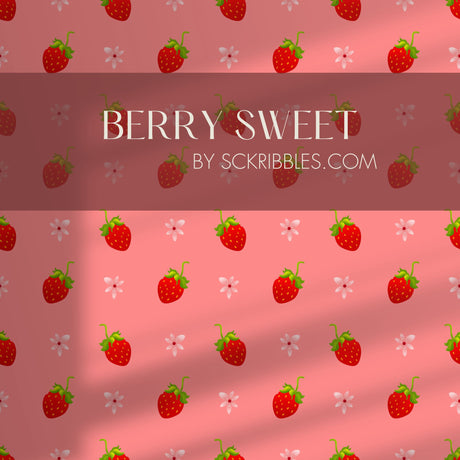Berry Sweet | Pink Coquette Strawberry Wallpaper for Girl's Room Wallpaper Sckribbles