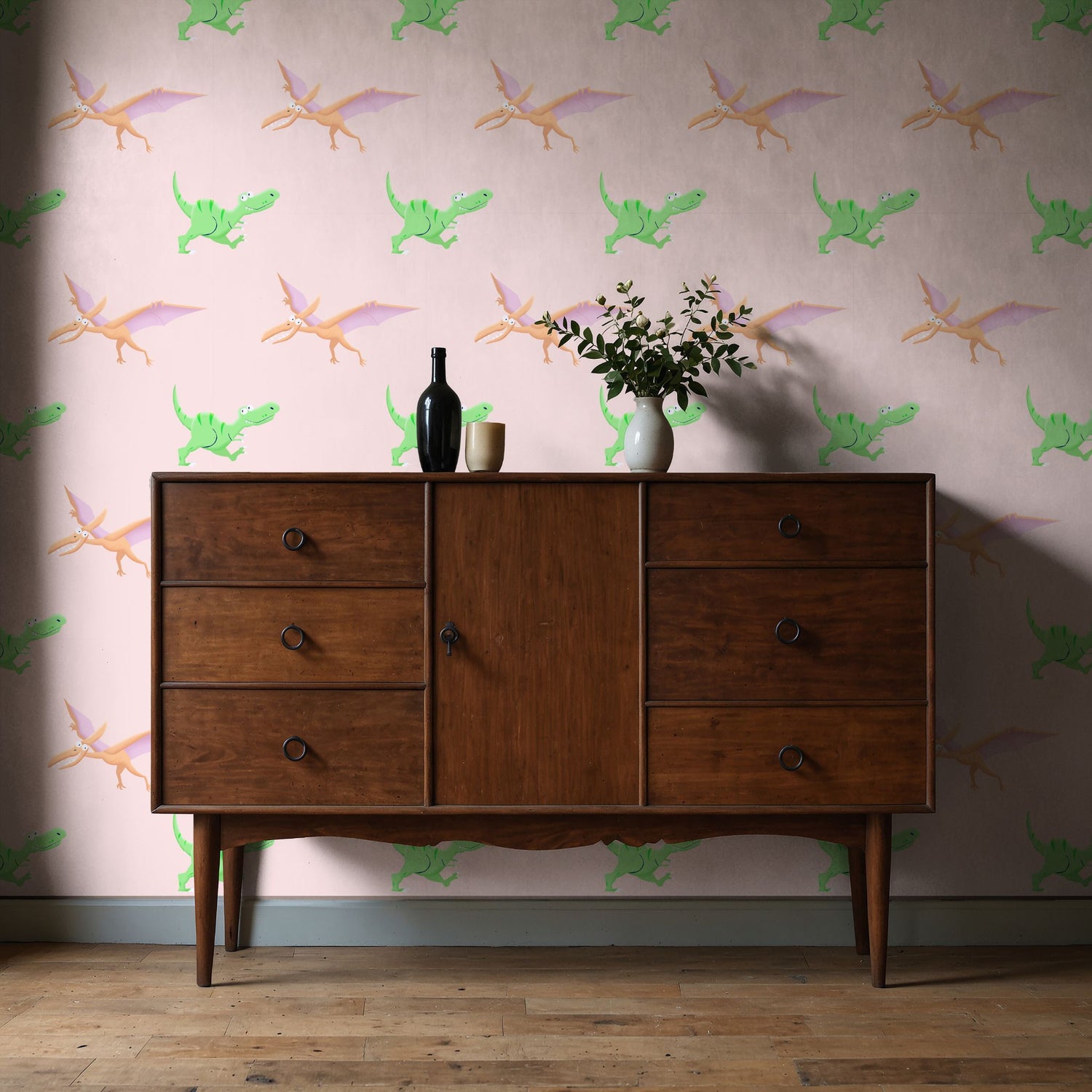 Roar & Explore | Cute Children's Bedroom T-Rex Dinosaur Wallpaper Wallpaper Sckribbles