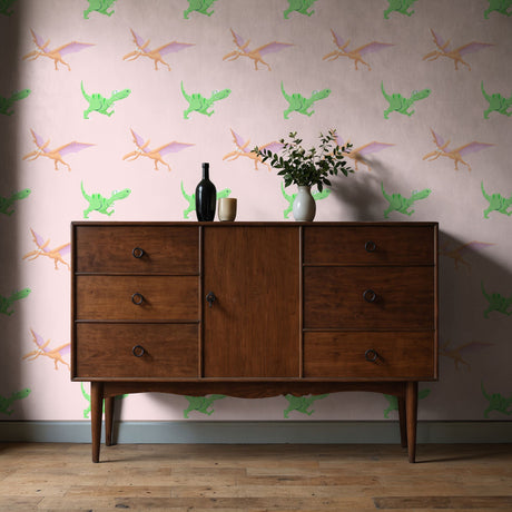 Roar & Explore | Cute Children's Bedroom T-Rex Dinosaur Wallpaper Wallpaper Sckribbles