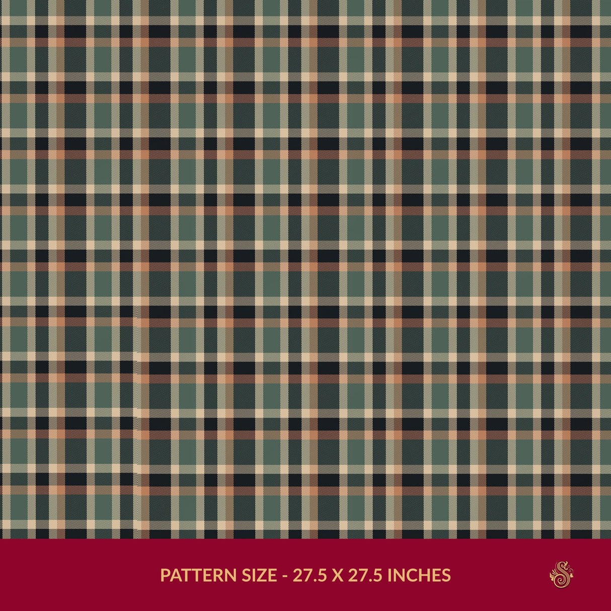 Willowmoor | Classic Green, Peach, & Black Traditional Plaid Wallpaper Wallpaper Sckribbles