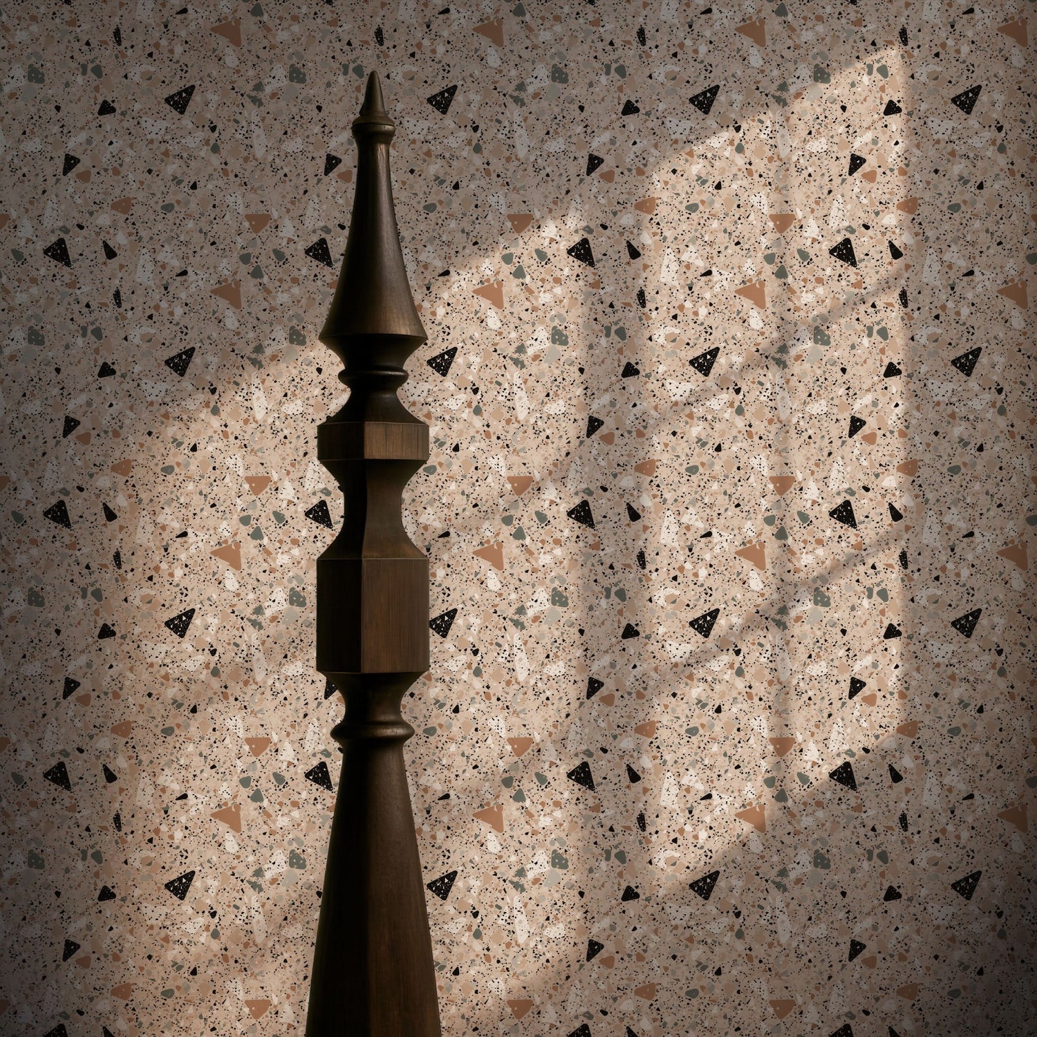 Pretty Stones | Pink, Beige, & Black Terrazzo Wallpaper Wallpaper Sckribbles