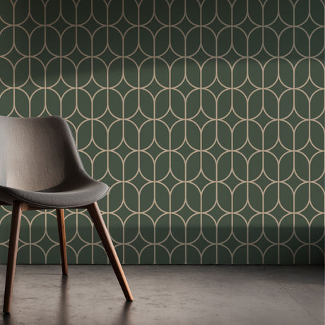 Oblong Intersect | Elegant Classic Geometrical Art Deco Wallpaper Wallpaper Sckribbles