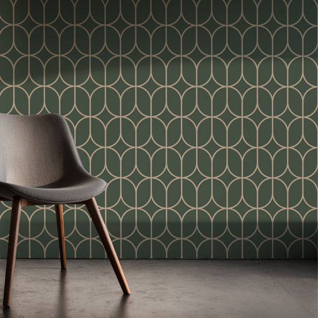 Oblong Intersect | Elegant Classic Geometrical Art Deco Wallpaper Wallpaper Sckribbles