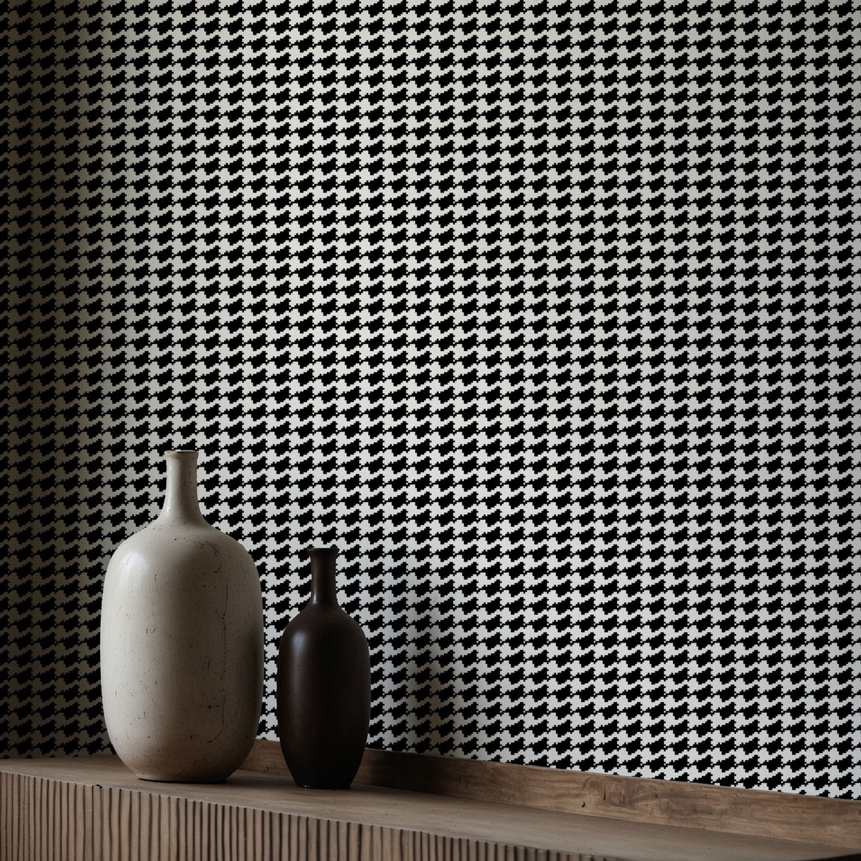 Techno Tweed | Classic Timeless Geometrical Pixelated Houndstooth Wallpaper Wallpaper Sckribbles