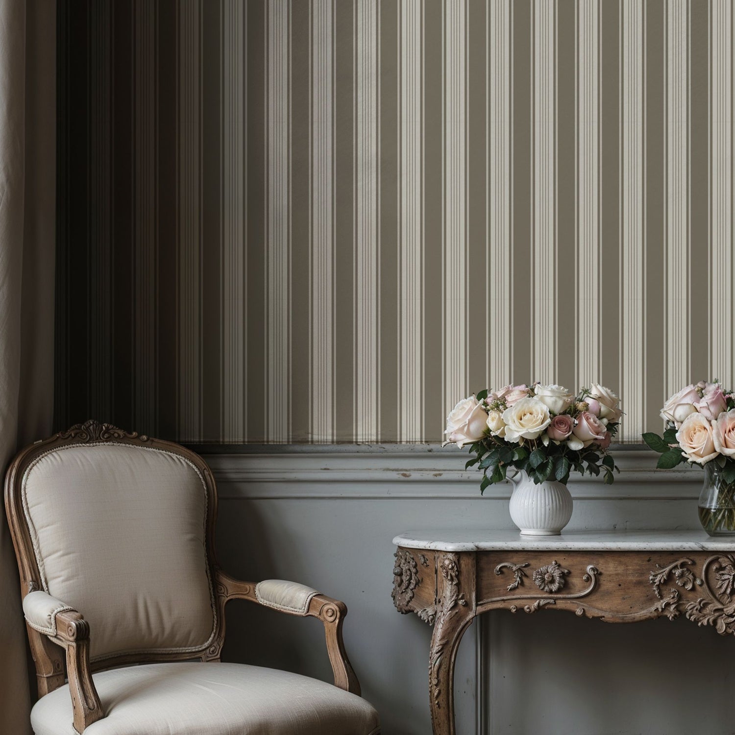 Aristocrat Stripe | Classic Timeless Elegant Traditional Pinstripe Wallpaper Wallpaper Sckribbles