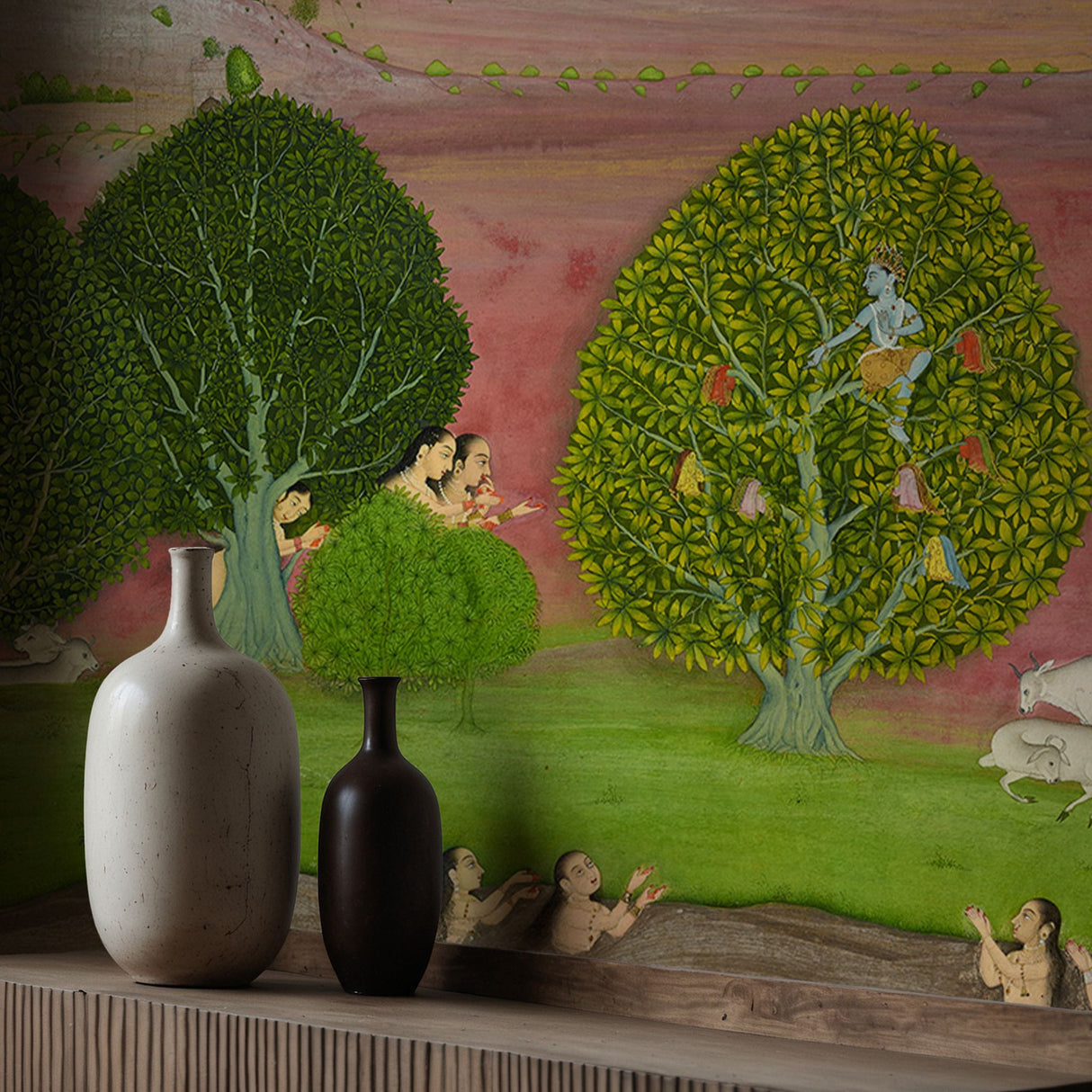 Stolen Clothes | Vintage Traditional Indian Scenic Wallpaper Mural Wallpaper Mural Sckribbles