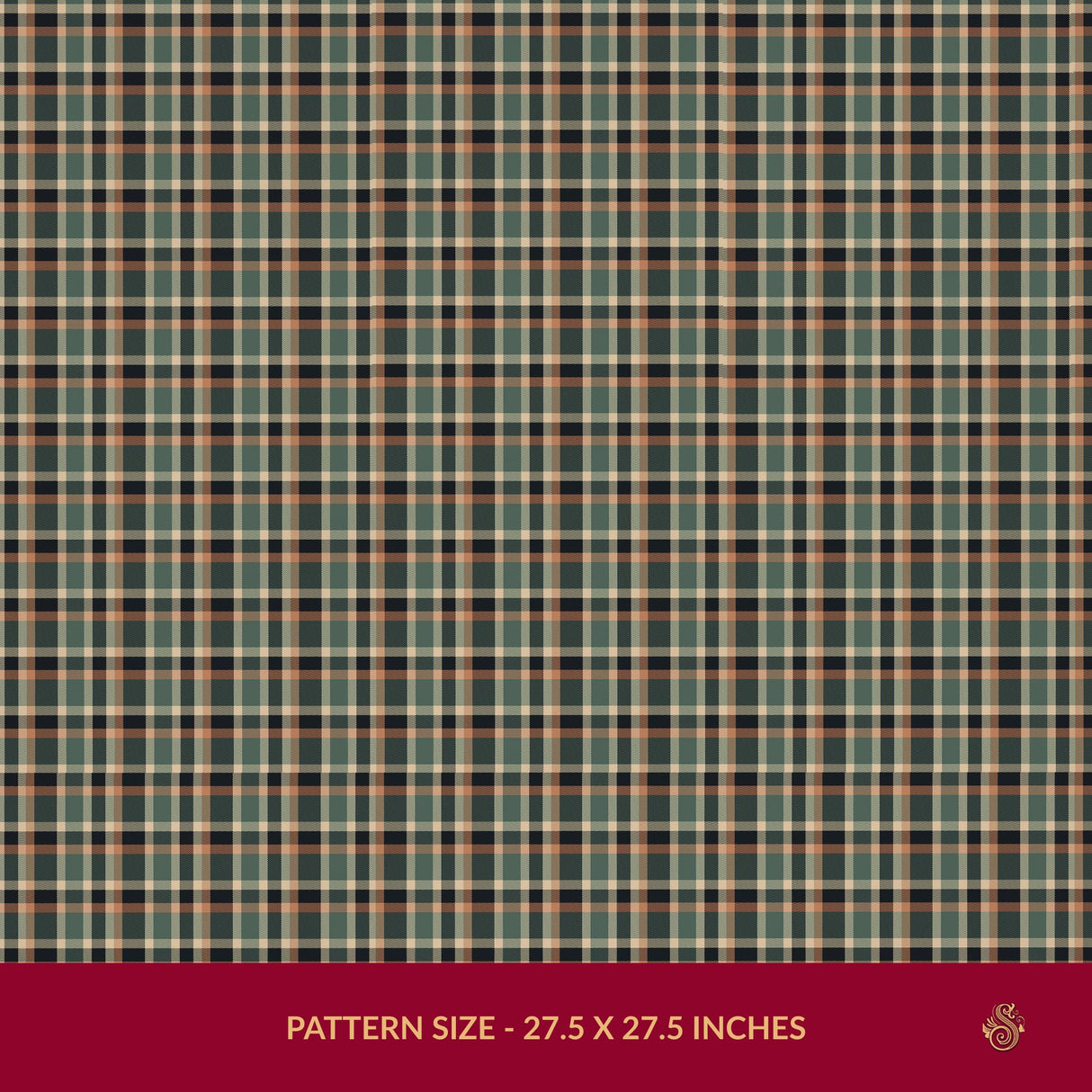 Willowmoor | Classic Green, Peach, & Black Traditional Plaid Wallpaper Wallpaper Sckribbles