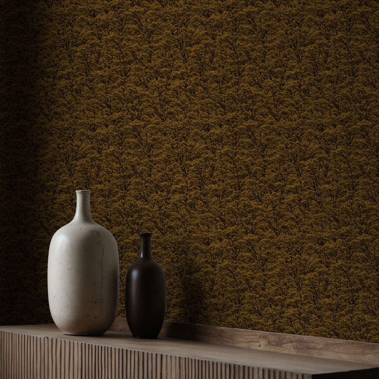 Wattle Glow | Designer Yellow Forest Trees Wallpaper Wallpaper Sckribbles