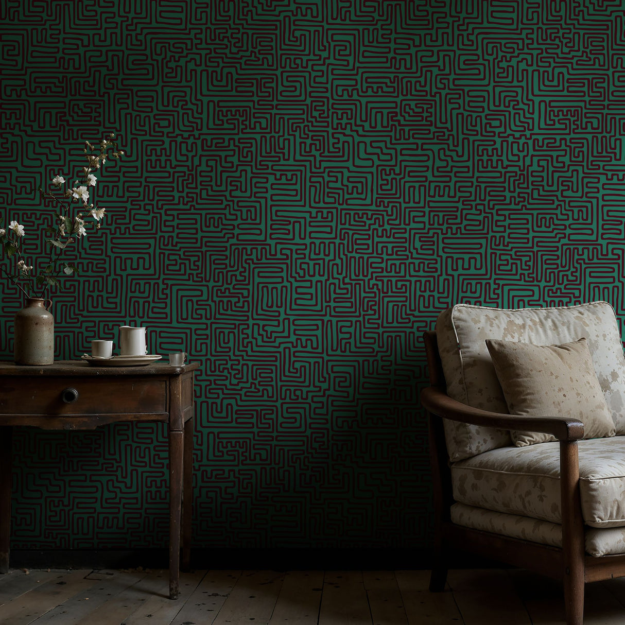 Maximalist Swirls | Cool Trendy Squiggly Bold Maze Wallpaper Wallpaper Sckribbles