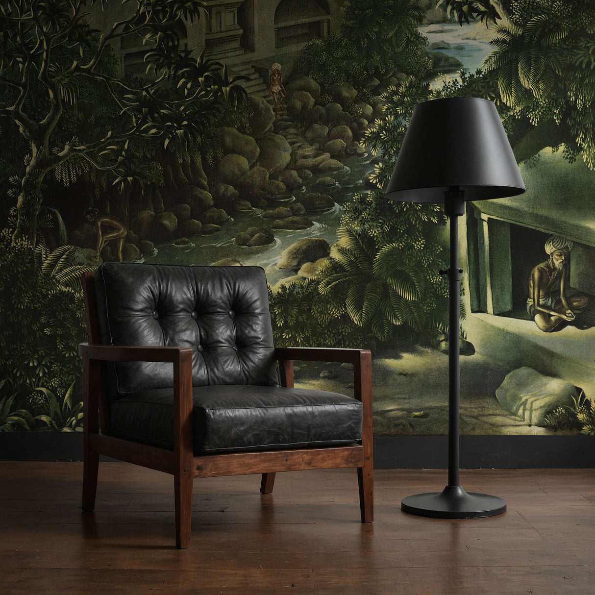 Bali Bliss | Green Moody Tropical Scenic Jungle Wallpaper Mural Wallpaper Mural Sckribbles