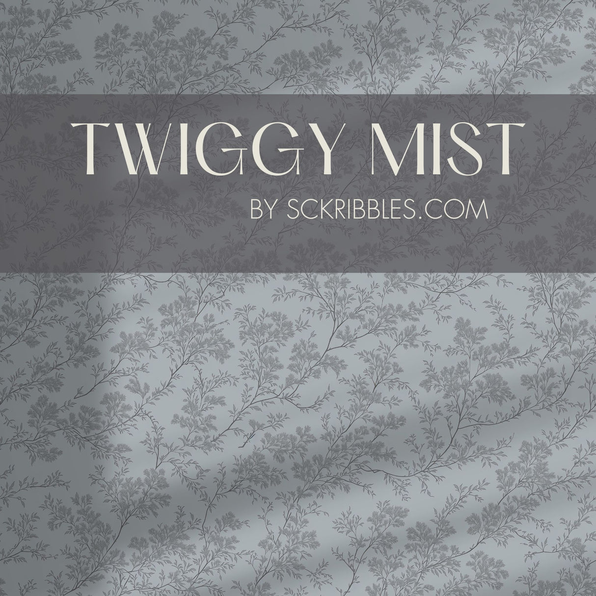 Twiggy Mist | Silver-Gray Elegant Floral Botanical Wallpaper Wallpaper Sckribbles