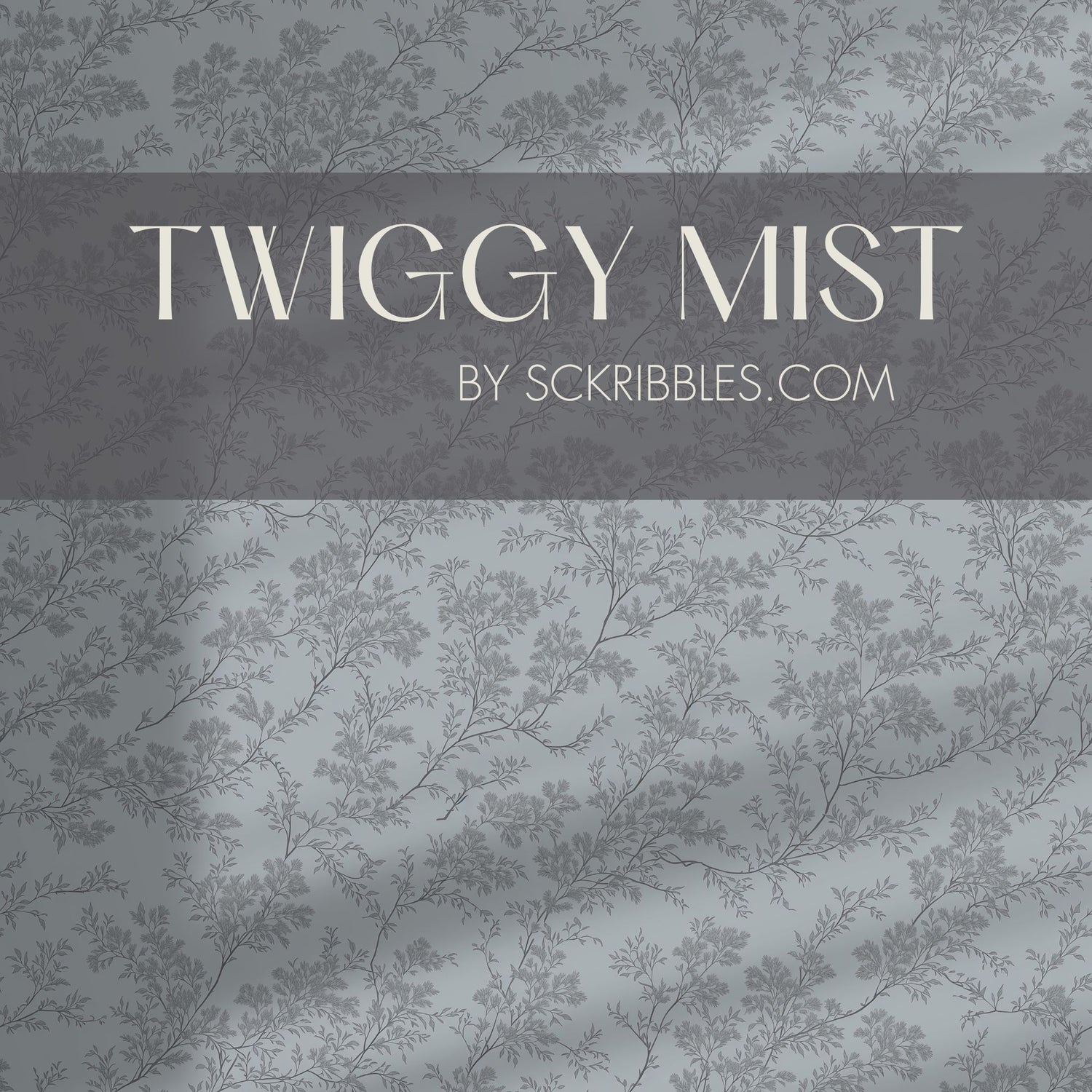 Twiggy Mist | Silver-Gray Elegant Floral Botanical Wallpaper Wallpaper Sckribbles