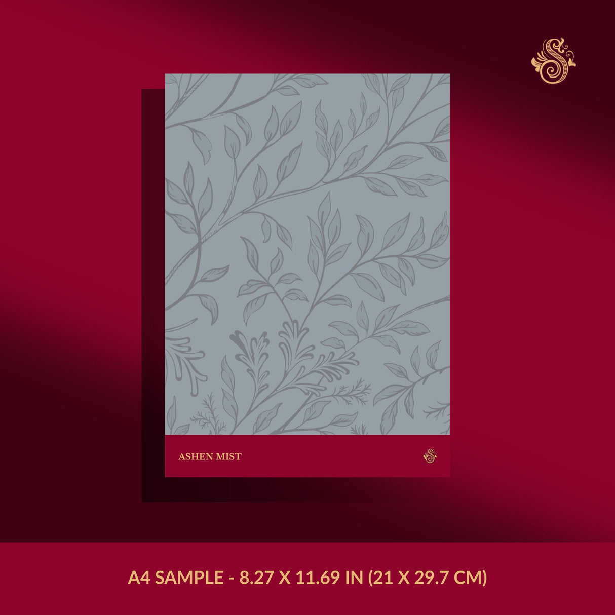 Twiggy Mist | Silver-Gray Elegant Floral Botanical Wallpaper Wallpaper Sckribbles Signature - Premium Non-Woven A4 Sample - 8.27 × 11.69 in (21 × 29.7 cm) Ashen Mist