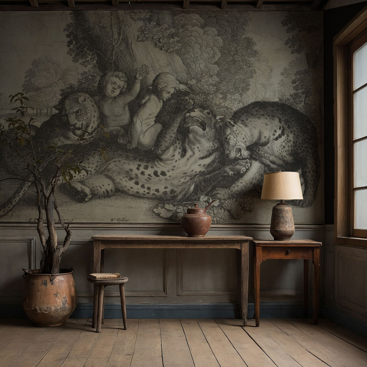 Luipairs & Jongetjes | Vintage Mythical Animals Wallpaper Mural Wallpaper Mural Sckribbles