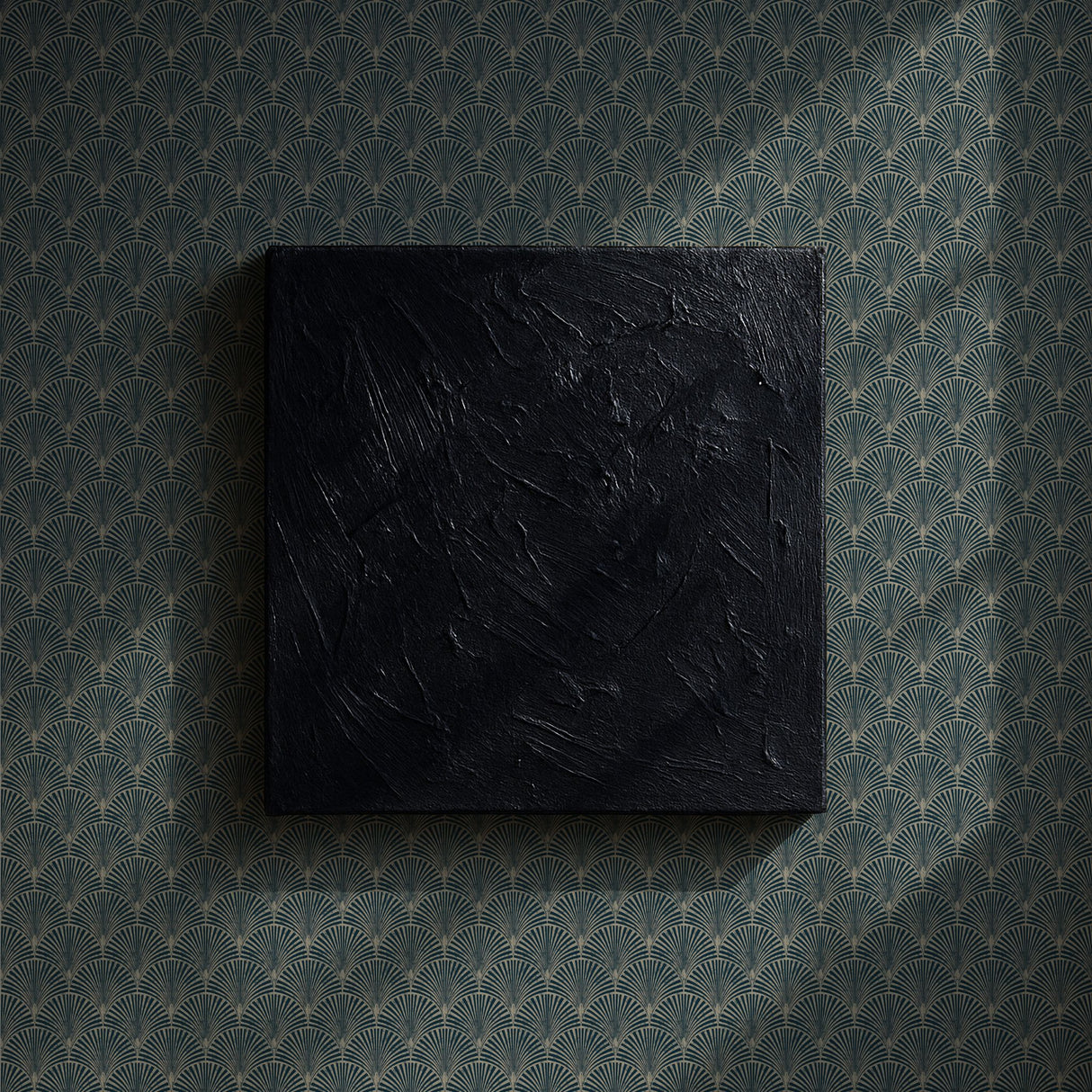 Vintage Gatsby | Art Deco Fan Weathered Blue & Green Wallpaper Wallpaper Sckribbles