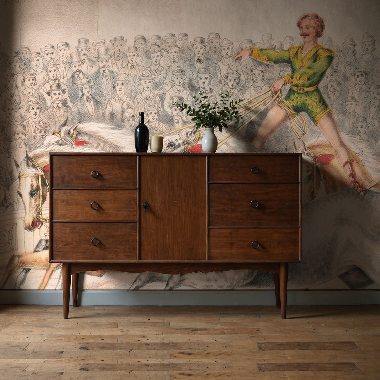 Acrobats & Stallions | Fun Vintage Circus Horses Wallpaper Mural Wallpaper Mural Sckribbles