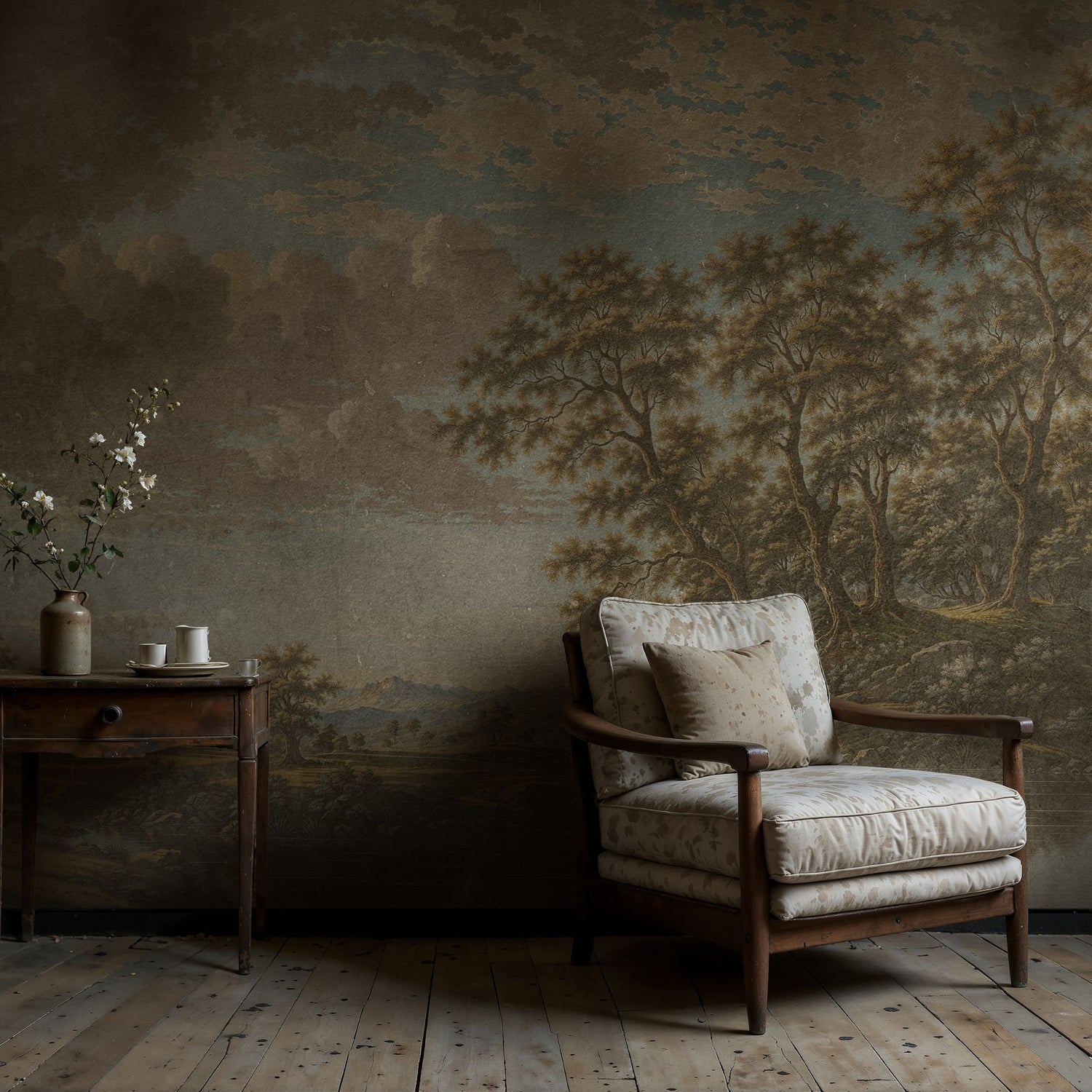 Vintage Vista | English Scenic Landscape Wallpaper Mural Wallpaper Mural Sckribbles