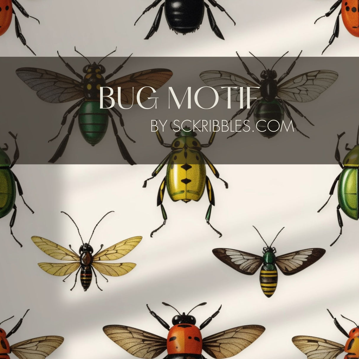 Bug Motif | Fun Light Vintage Insect Wallpaper Wallpaper Sckribbles