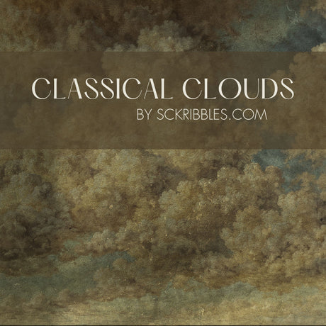 Classical Clouds | Vintage Renaissance Weathered Wallpaper Mural Wallpaper Mural Sckribbles