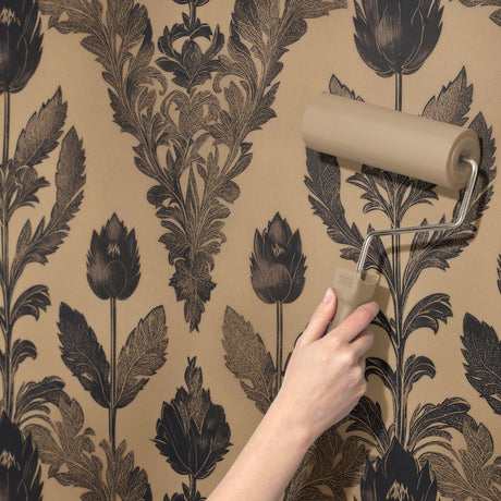 Antique Floral | Neutral Vintage Botanical Damask Wallpaper Wallpaper Sckribbles
