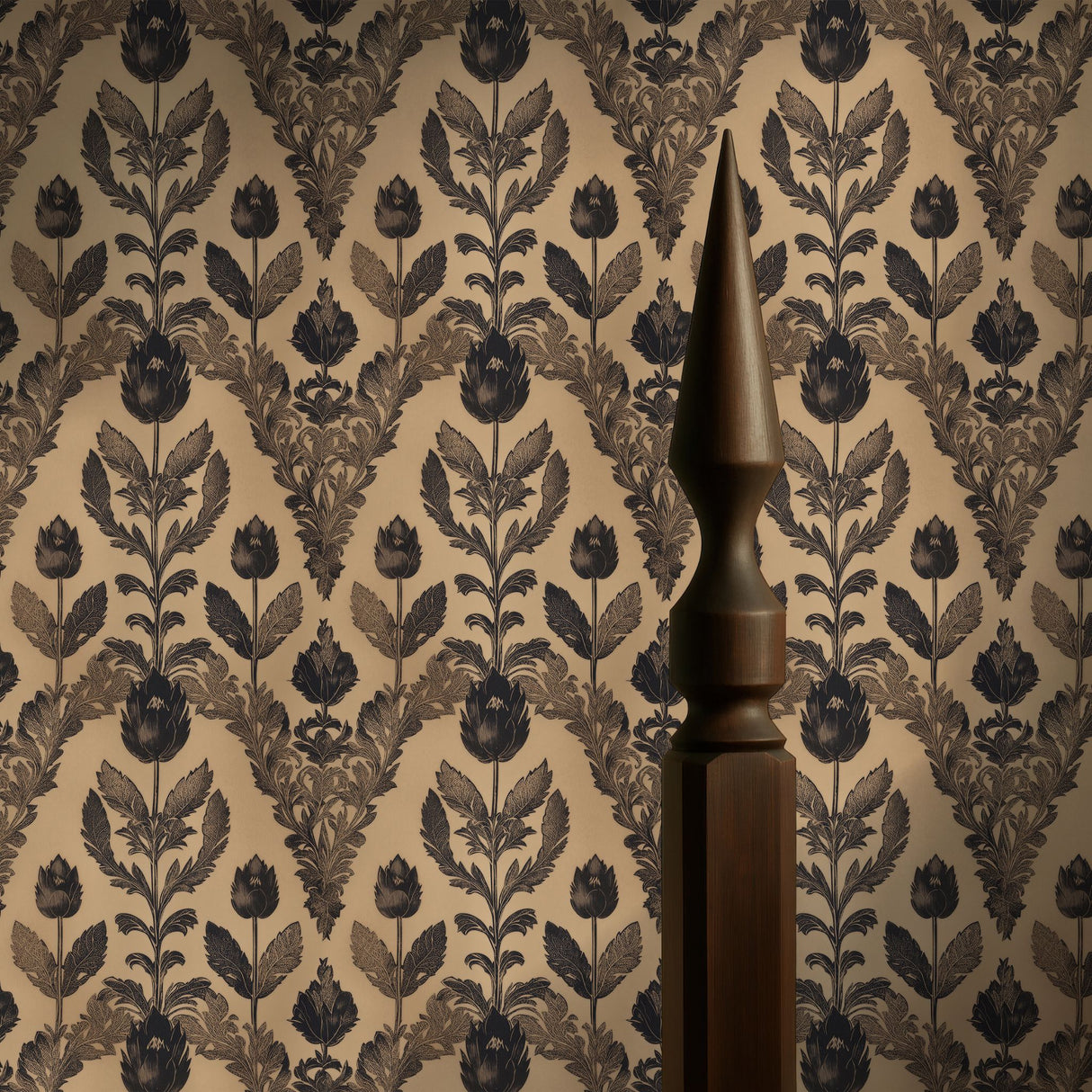 Antique Floral | Neutral Vintage Botanical Damask Wallpaper Wallpaper Sckribbles