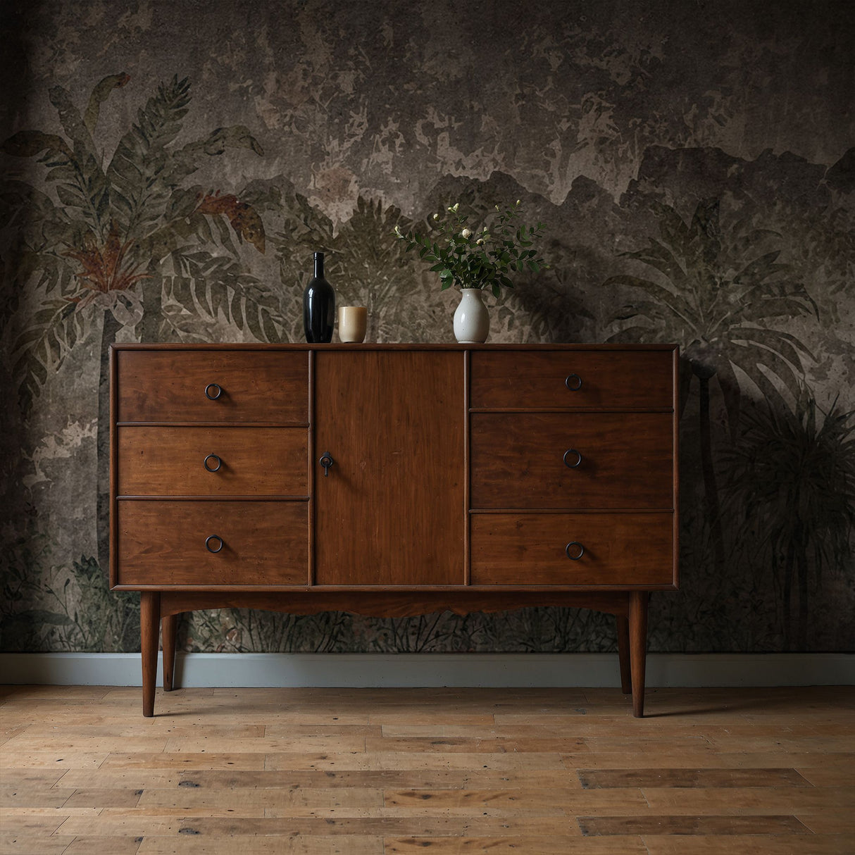 Vintage Tropicana | Neutral Weathered Tropical Palm Trees Wallpaper Mural Wallpaper Mural Sckribbles