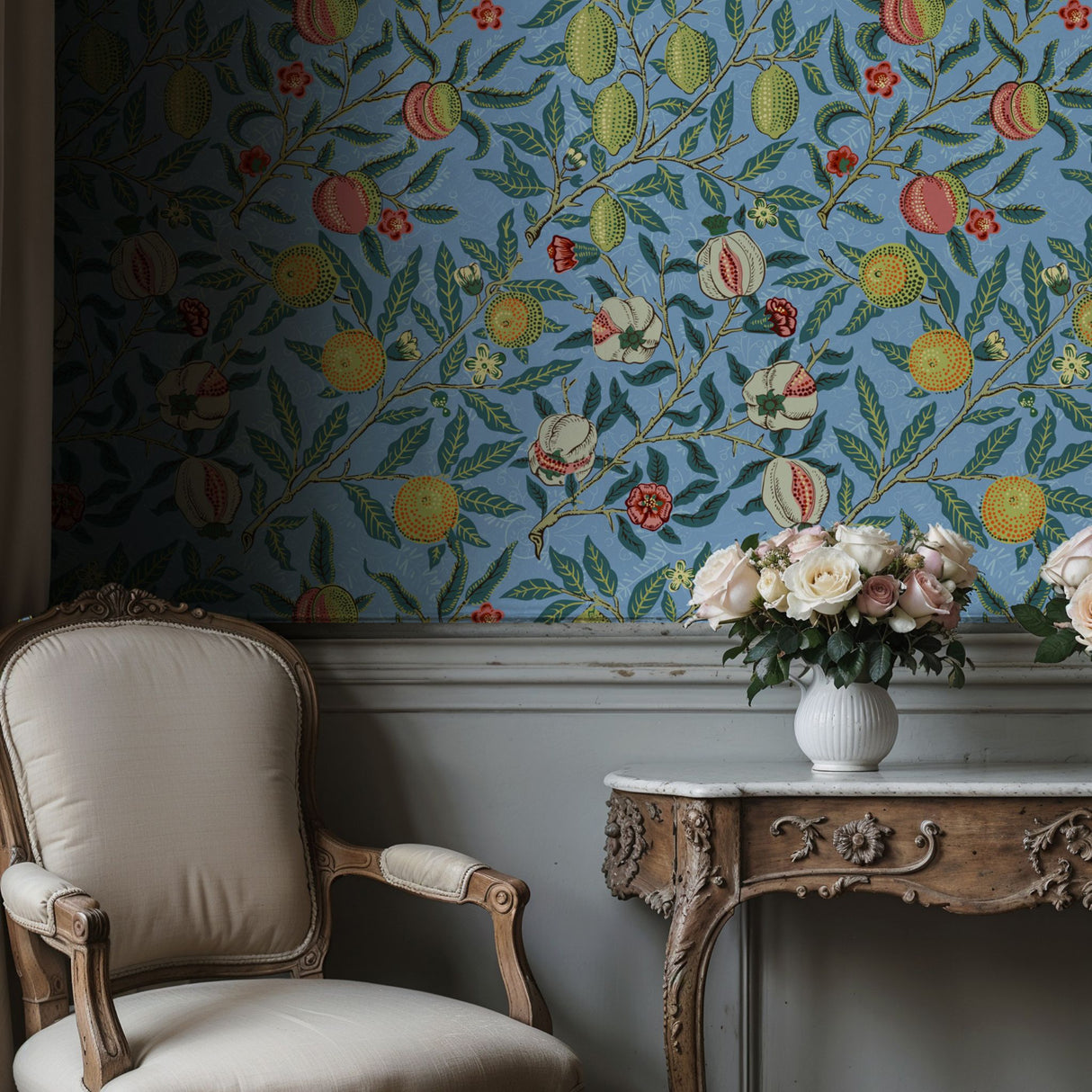 Fruit | Botanical Vintage Pomegranates William Morris Wallpaper Wallpaper Sckribbles