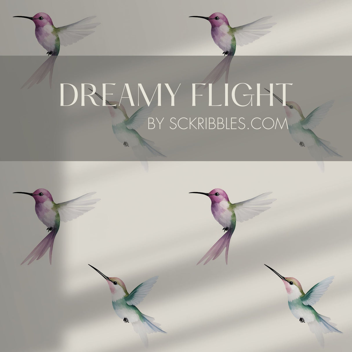 Dreamy Flight | Sweet Feminine Watercolor Hummingbird Wallpaper Wallpaper Sckribbles