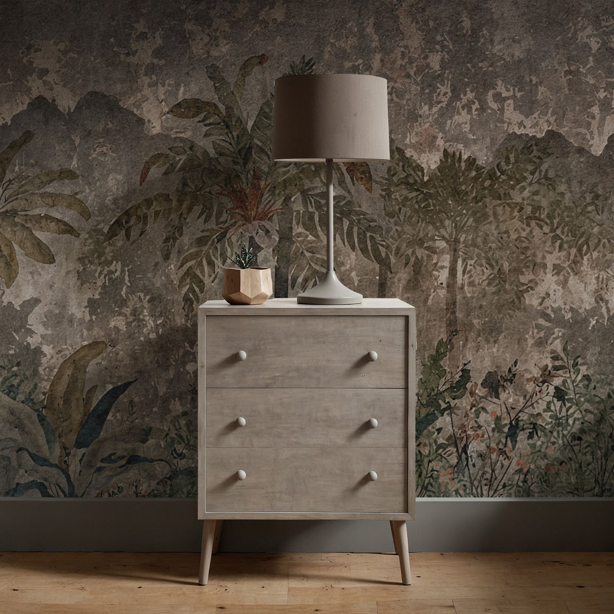 Vintage Tropicana | Neutral Weathered Tropical Palm Trees Wallpaper Mural Wallpaper Mural Sckribbles