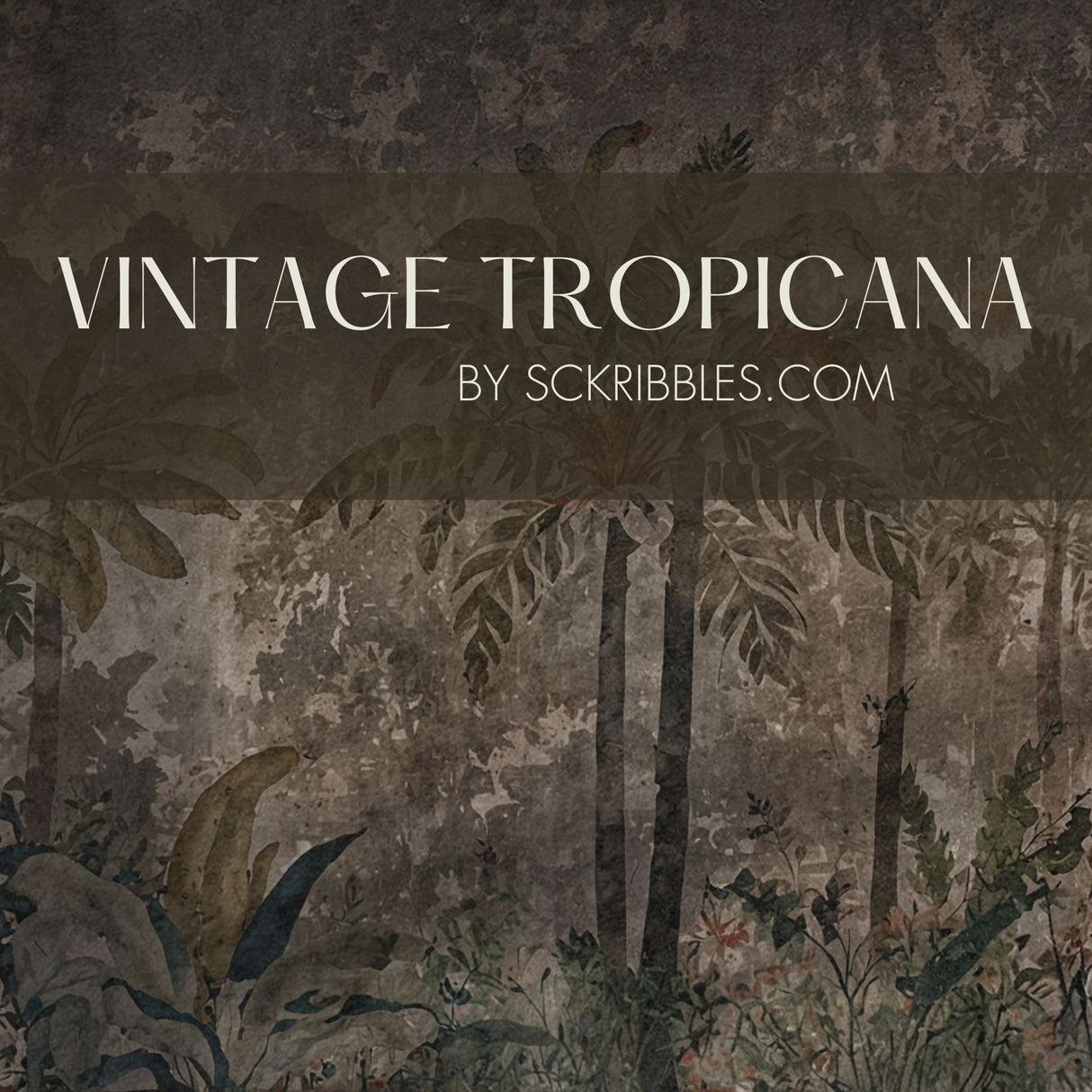 Vintage Tropicana | Neutral Weathered Tropical Palm Trees Wallpaper Mural Wallpaper Mural Sckribbles
