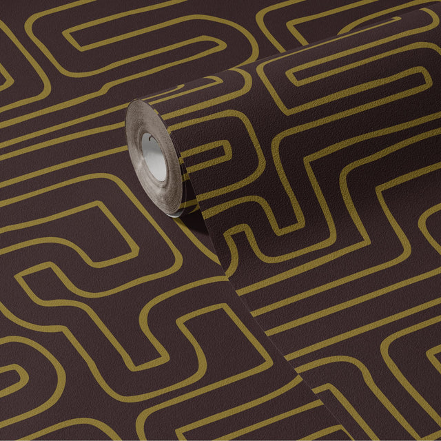 Le Labyrinthe | Moody Maze Squiggly Lines Maximalist Wallpaper Wallpaper Sckribbles