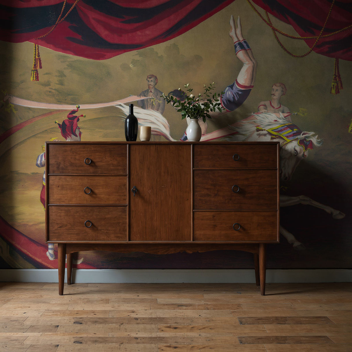 Jesters & Steeds | Playful Vintage Circus Horses Wallpaper Mural Wallpaper Mural Sckribbles