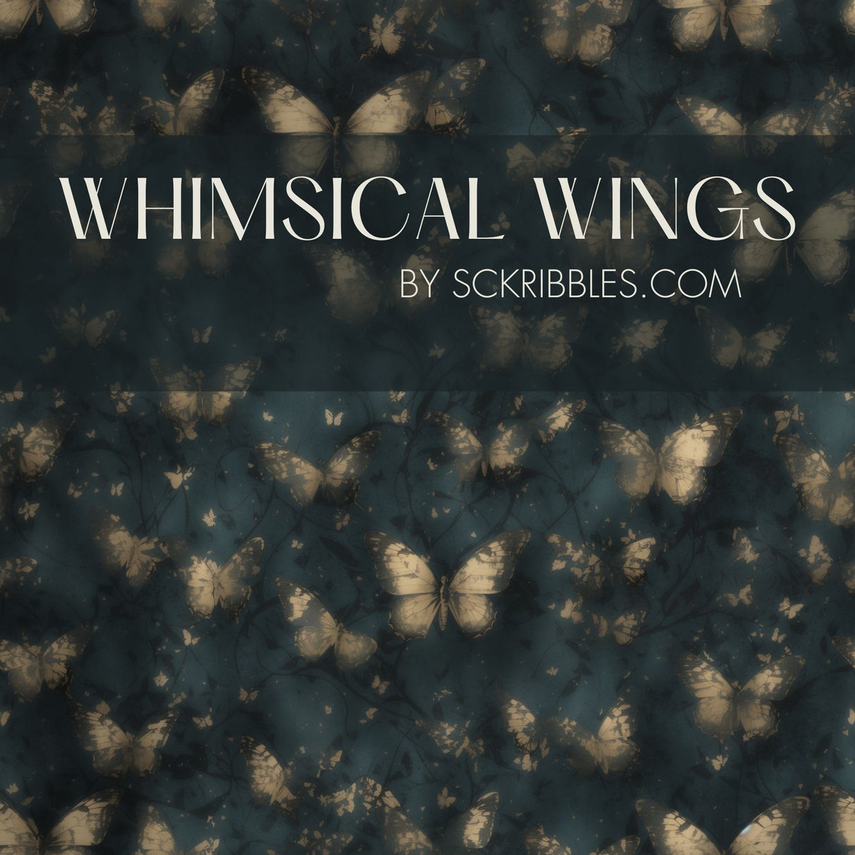 Whimsical Wings | Dark Nursery Butterfly Wallpaper Wallpaper Sckribbles
