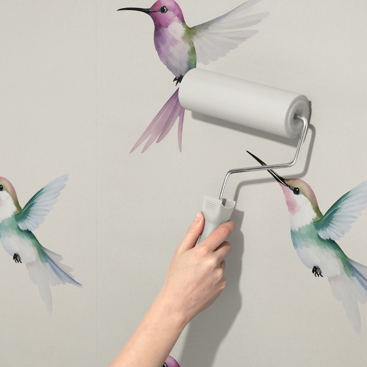 Dreamy Flight | Sweet Feminine Watercolor Hummingbird Wallpaper Wallpaper Sckribbles