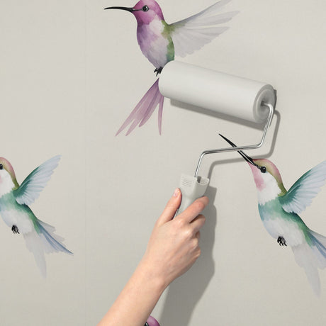 Dreamy Flight | Sweet Feminine Watercolor Hummingbird Wallpaper Wallpaper Sckribbles