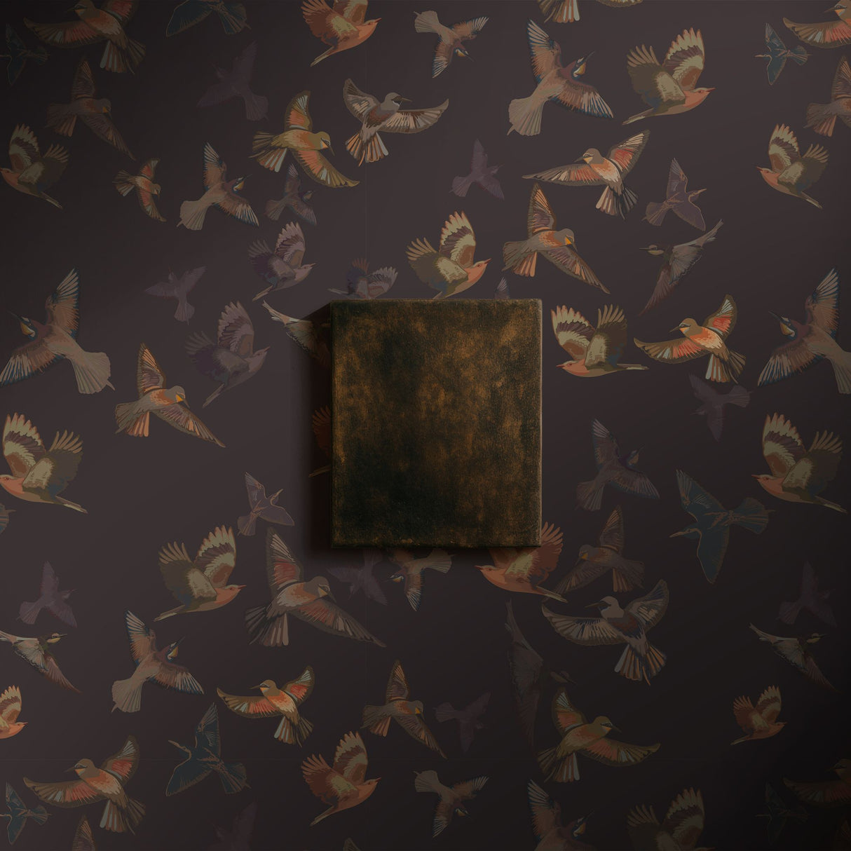 Dreamy Birds | Dark Moody Muted Whimsical Bird Wallpaper Wallpaper Sckribbles