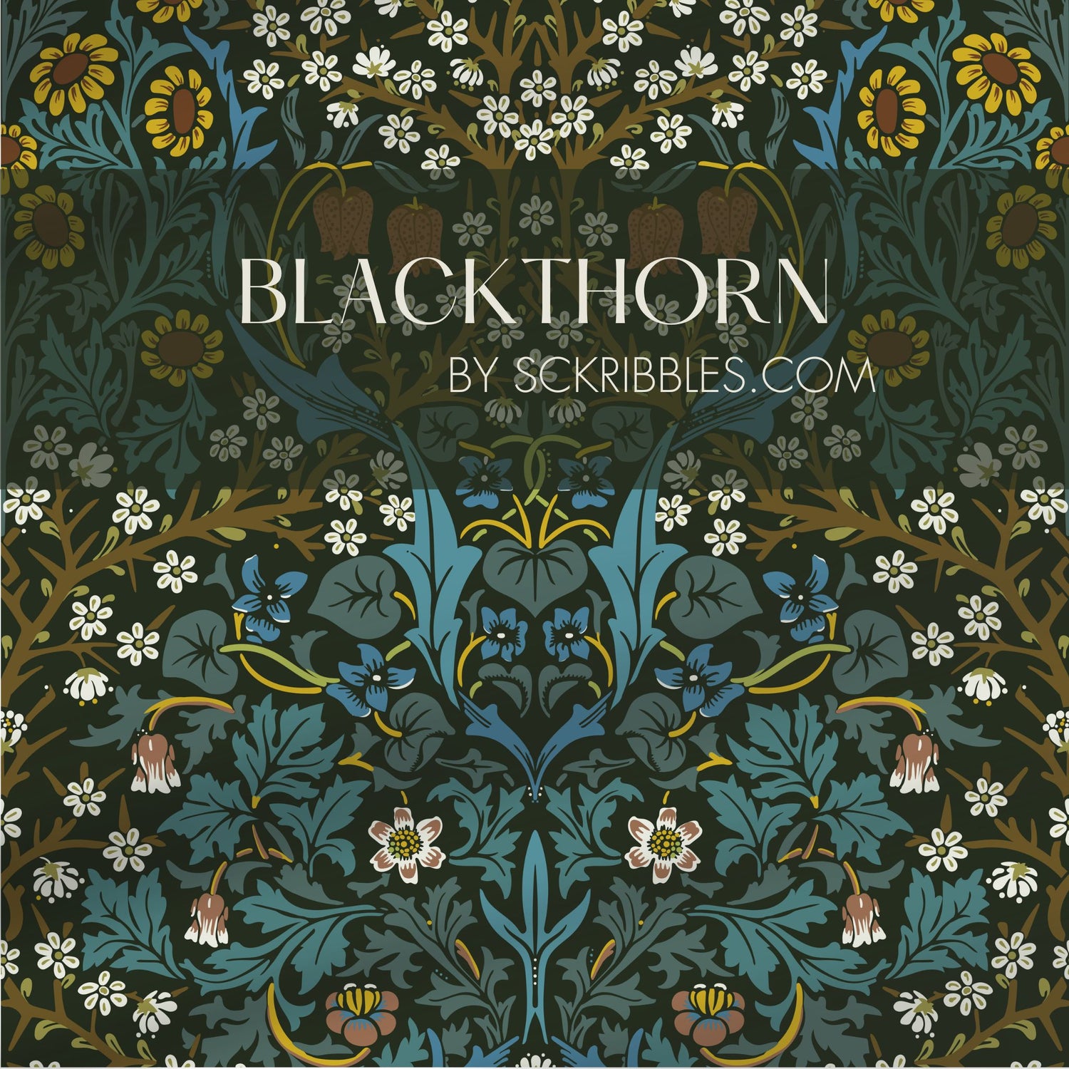 Blackthorn | Vintage Botanical William Morris Wallpaper Wallpaper Sckribbles