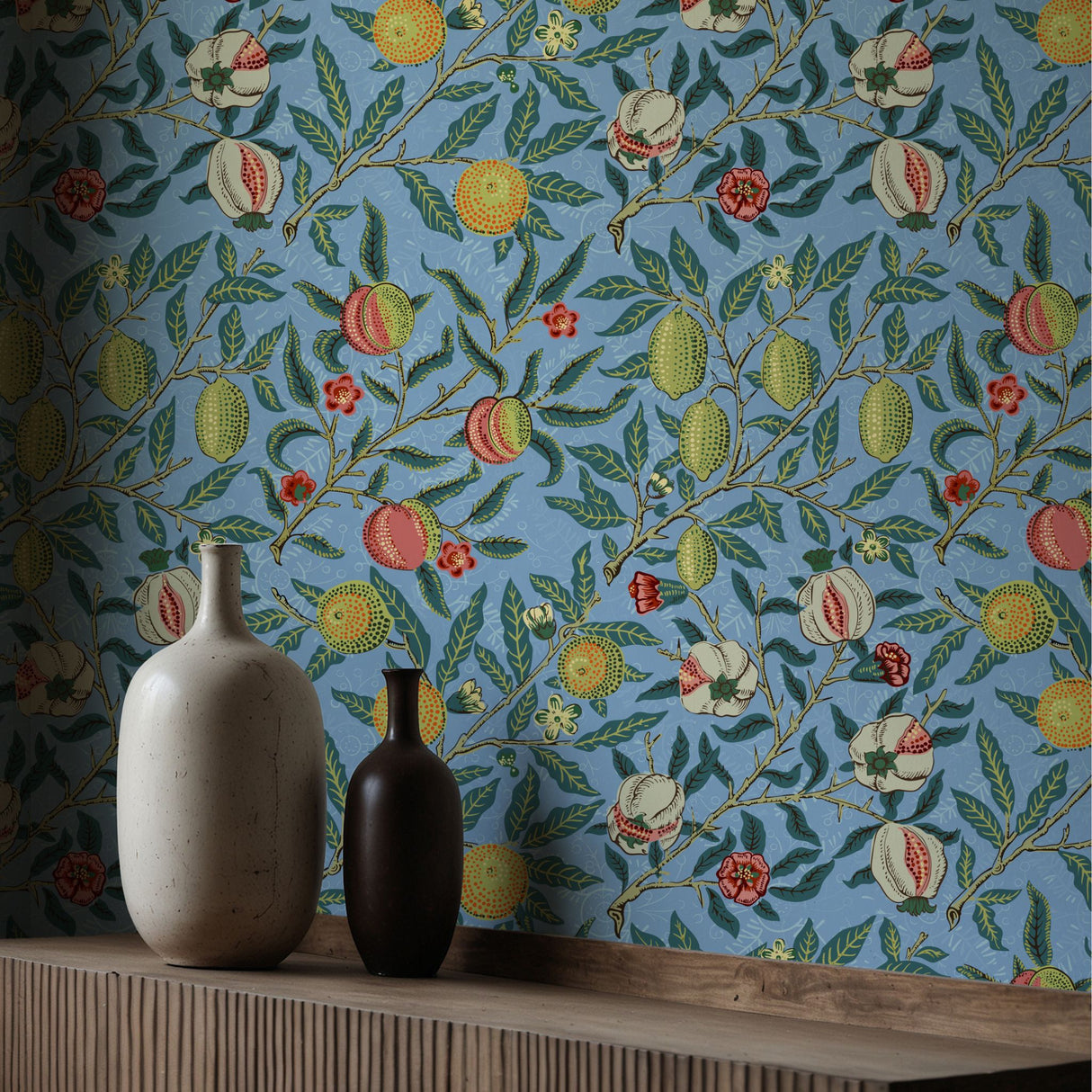 Fruit | Botanical Vintage Pomegranates William Morris Wallpaper Wallpaper Sckribbles