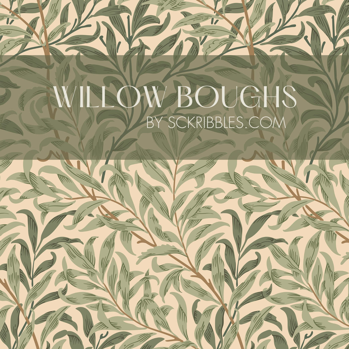 Willow Boughs | Botanical Tree Branches William Morris Wallpaper Wallpaper Sckribbles