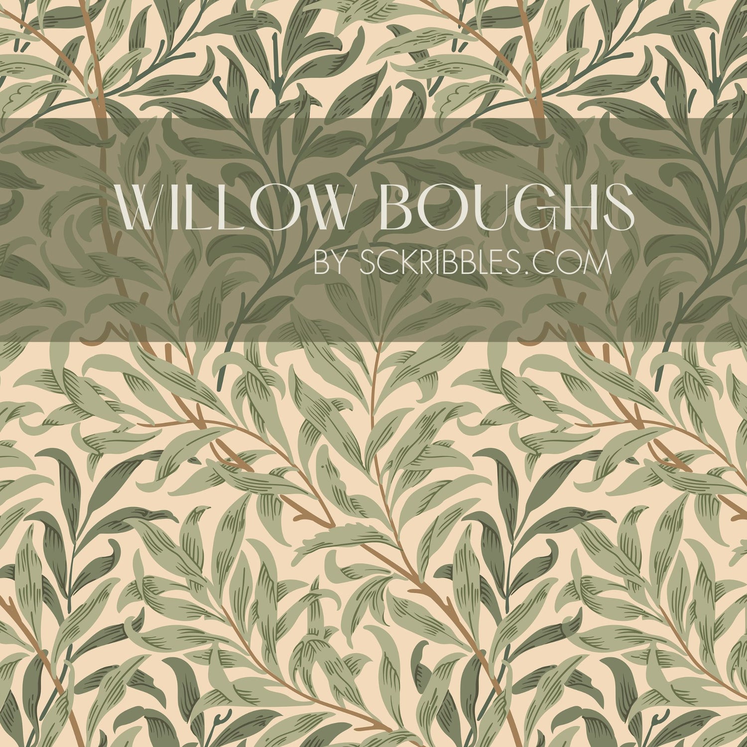 Willow Boughs | Botanical Tree Branches William Morris Wallpaper Wallpaper Sckribbles