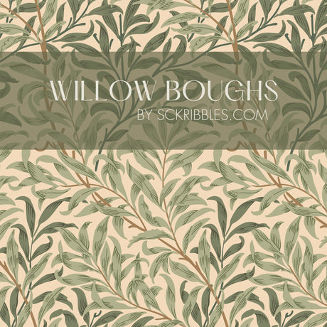 Willow Boughs | Botanical Tree Branches William Morris Wallpaper Wallpaper Sckribbles