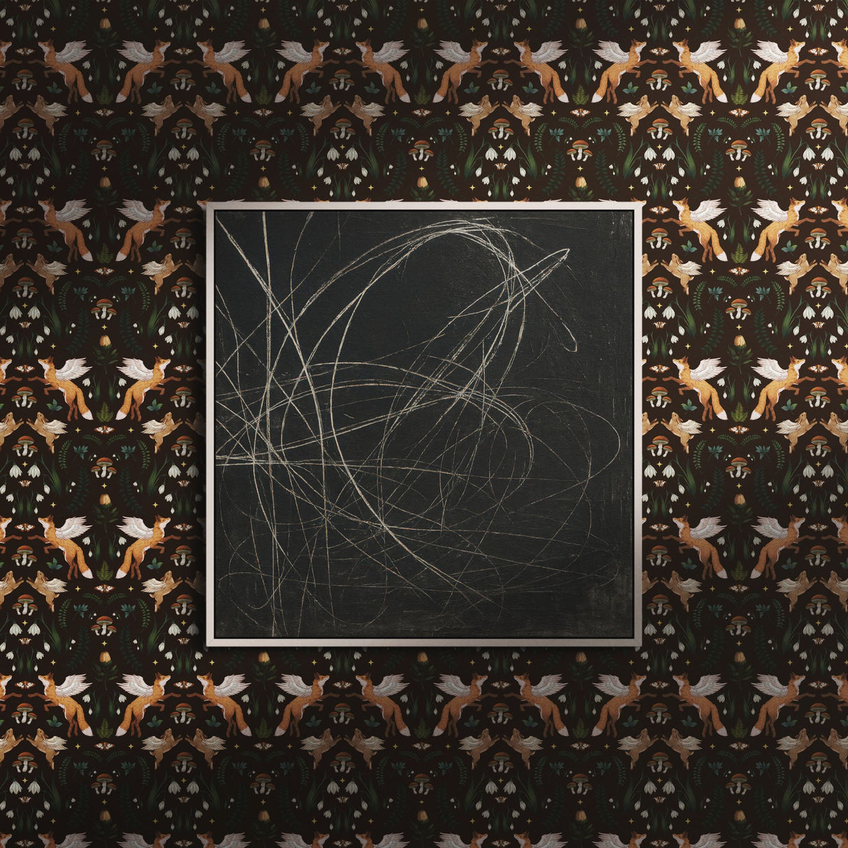 Forest Angels | Dark Woodland Forest Animals Botanical Wallpaper Wallpaper Sckribbles