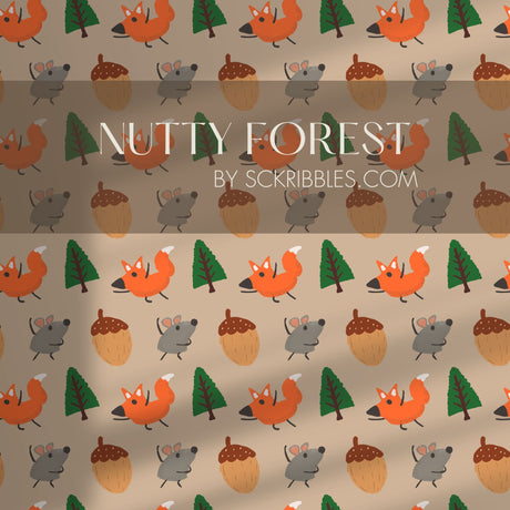 Nutty Forest | Fun Playful Woodland Animals Children's Room Wallpaper Wallpaper Sckribbles