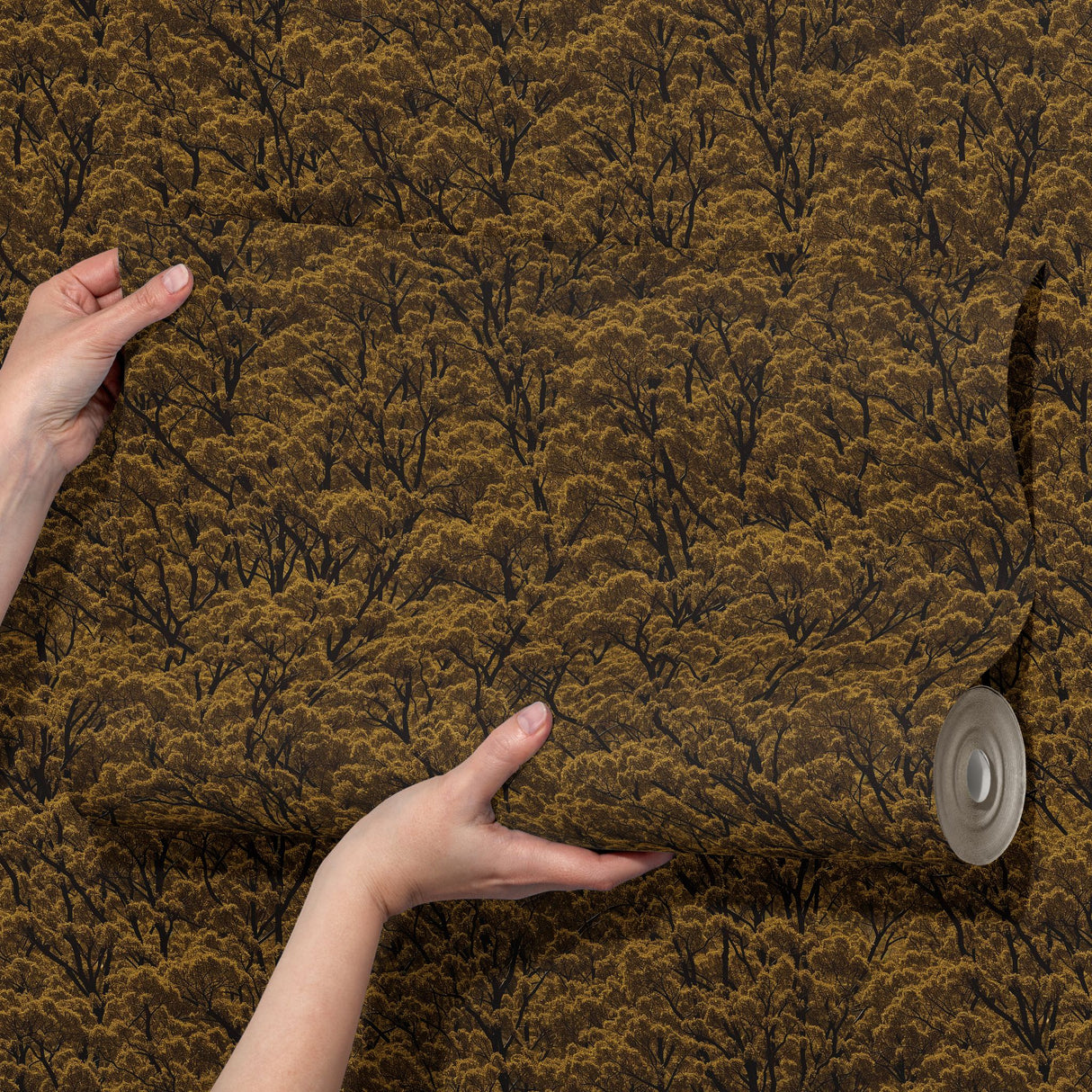 Wattle Glow | Designer Yellow Forest Trees Wallpaper Wallpaper Sckribbles