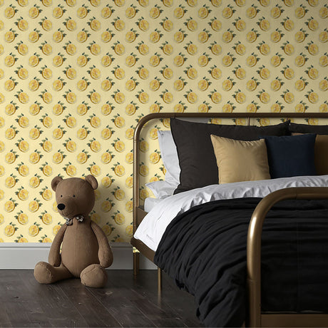 Zest Fest | Light Yellow Lemon Fruit Kitchen Wallpaper Wallpaper Sckribbles
